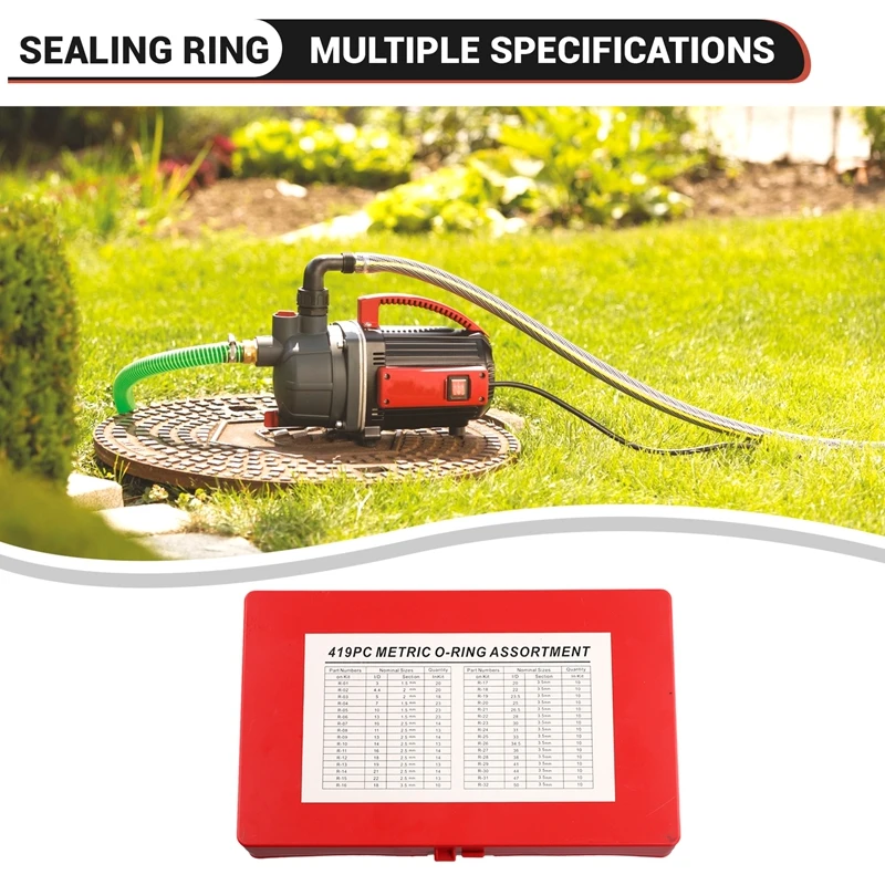 ชุดโอริงโอริงขนาด32นิ้วซีลวงแหวนยางไนไตรล์สำหรับชิ้นส่วนซ่อมก๊อกน้ำระบบประปายานยนต์419ชิ้น