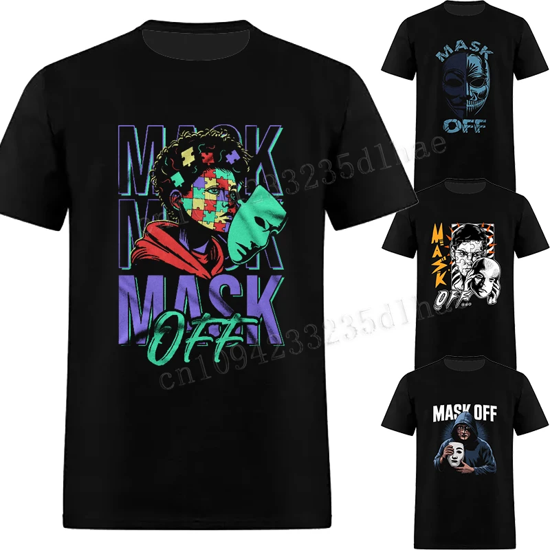 

Mask Off Print Men's Women T-shirt Casual Short Sleeve Tees Autistic Patient Harajuku Top Cotton O-Neck Oversized Tops Clothing