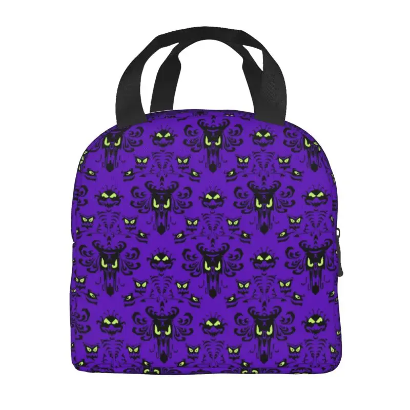 Halloween Happy Haunted Insulated Lunch Tote Bag for Women Haunted Mansion Ghosts Portable Cooler Thermal Bento Box Work School