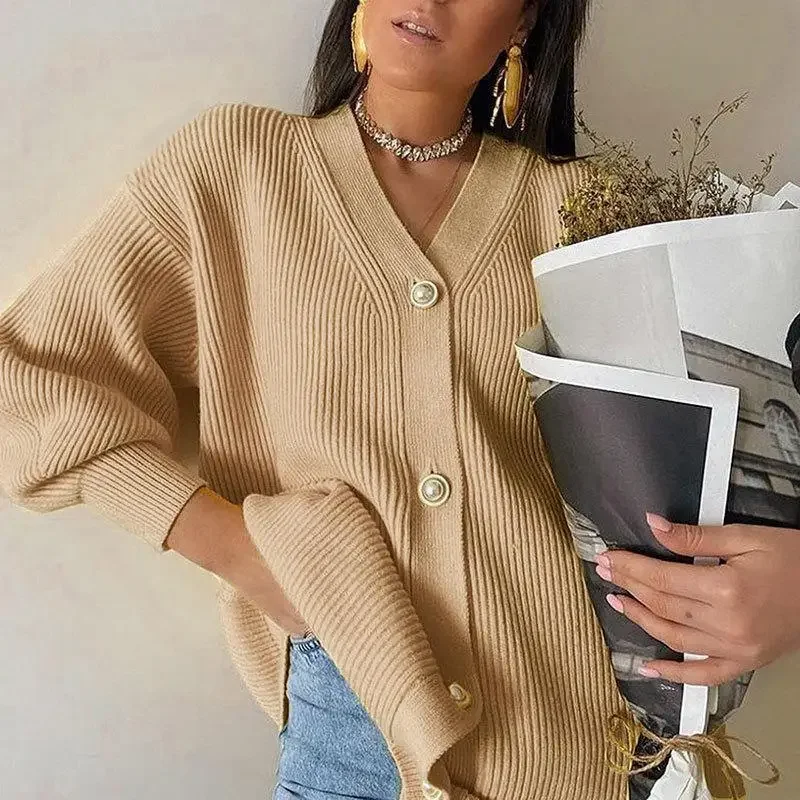 Elegant Knit Sweater Women Autumn 2024 Female Casual Long Sleeve Button Cardigan Knitted Sweaters Coat Winter Warm Clothes