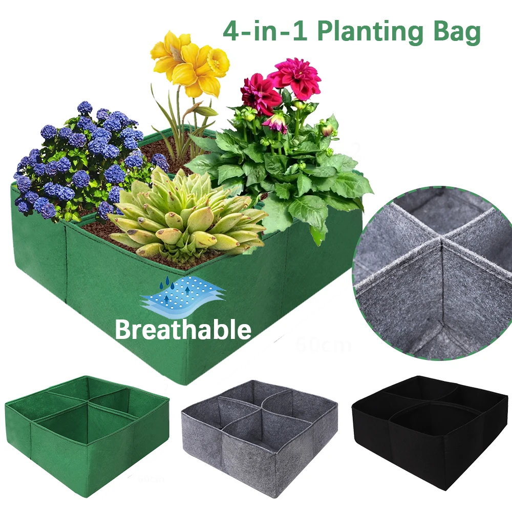 

Four Holes in One Durable Nonwoven Fabric Planting Growth Bag Thickness of Material Eco-friendly Aeration Planting Pot Container
