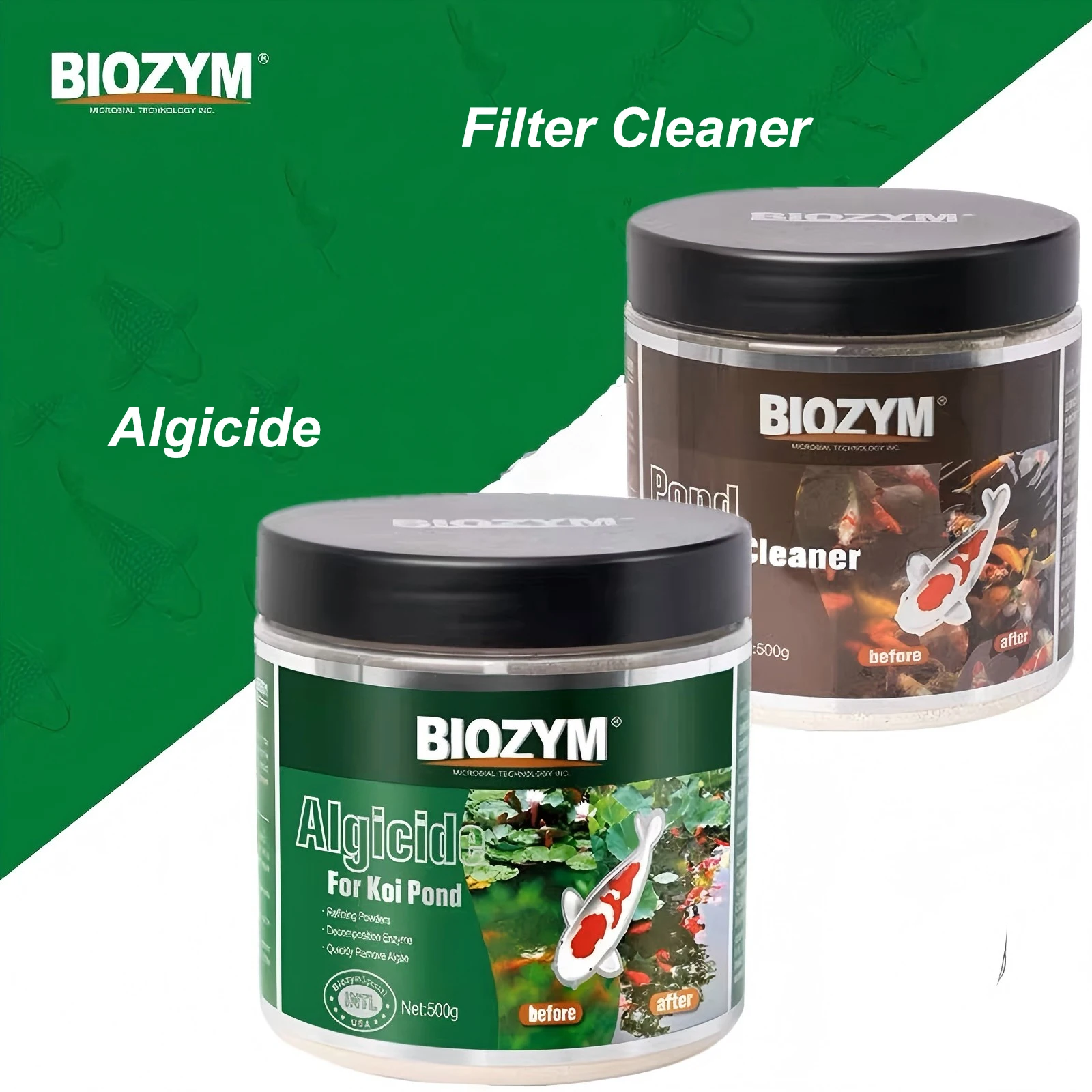 

Очиститель альгицидного фильтра Biozym для удаления водорослей в пруду кои, мягкие ингредиенты без вреда, очищающая воду в пруду