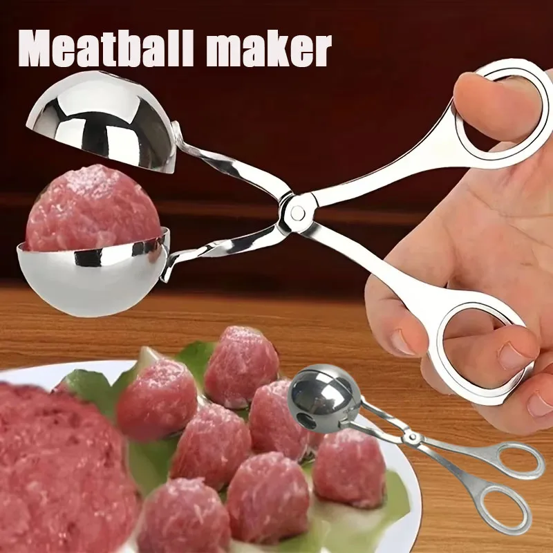 1PC Stainless Steel Meatball Forming Tool Non Stick Fish Ball Shrimp Ball Presser Quick Rounder Kitchen Helper