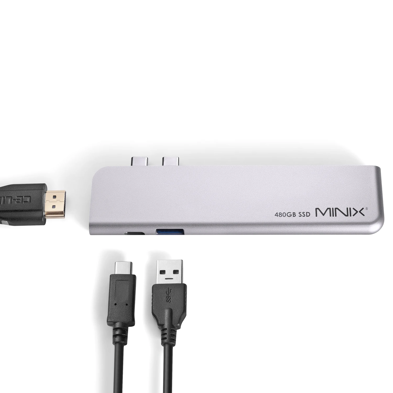 MINIX NEO SD4 USB-C Multiport with 480GB SSD Storage Hub for Apple MacBook Air/Pro | HDMI 4K@60Hz | Thunderbolt 3 | USB 3.0