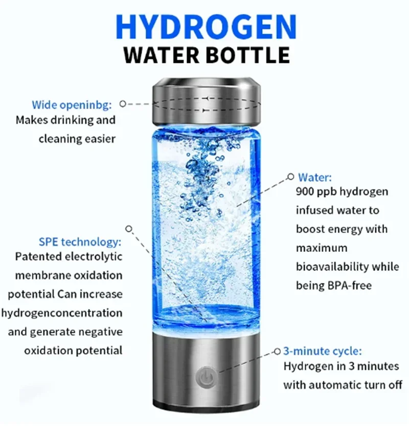 Hydrogen-Rich Water Cup Hydrogen Water Generator Alkaline Maker Rechargeable Portable Water Ionizer Bottle Super Antioxidan