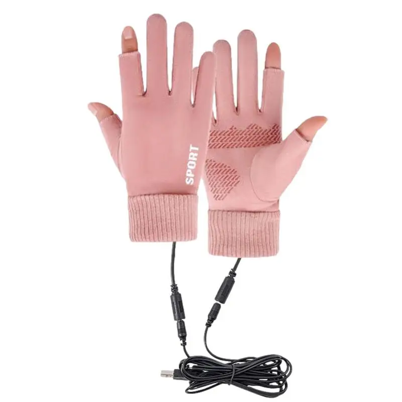 USB Heated Gloves For Women And Men Detachable Heating Gloves Warm Hand Warmer Non Slip Hand Warmer Portable Laptop Heated