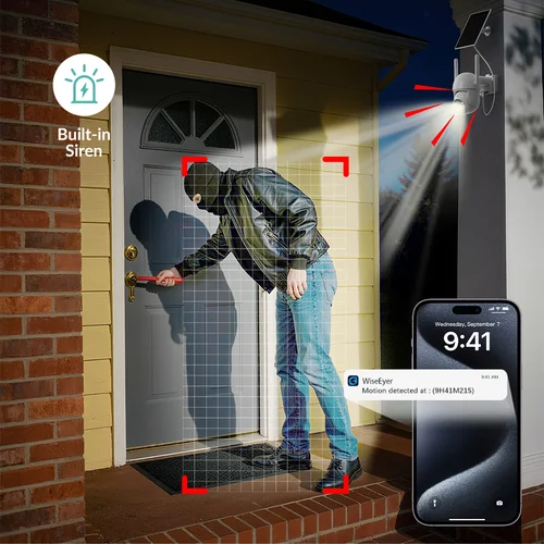 Imagen 2 del producto Cámara de seguridad con inclinación panorámica para exteriores, Ultra HD, Solar, WiFi, visión nocturna en Color, Audio bidireccional, detección de movimiento, 3MP