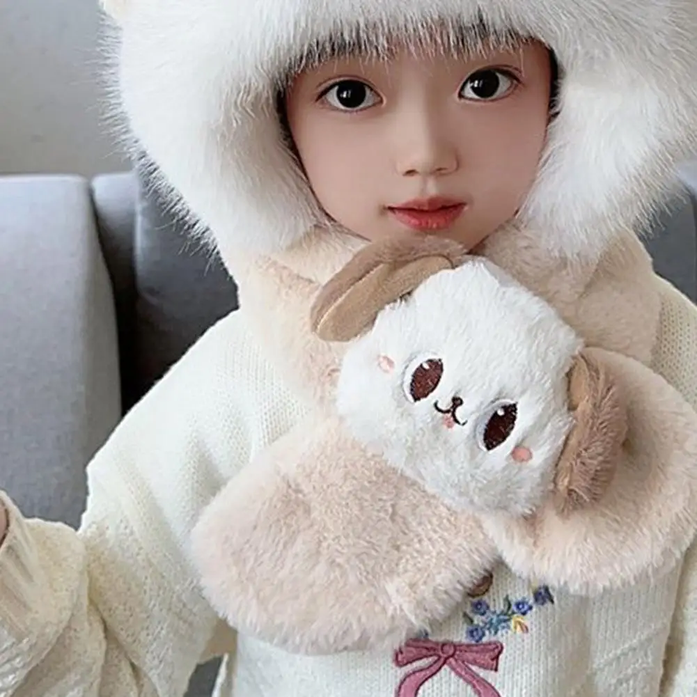 Kids Weather Beanies Kids Winter Hat Scarf Set Plush Ear Flap Knit Accessories Boys Girls Warm Thickened Windproof Teddy Bear