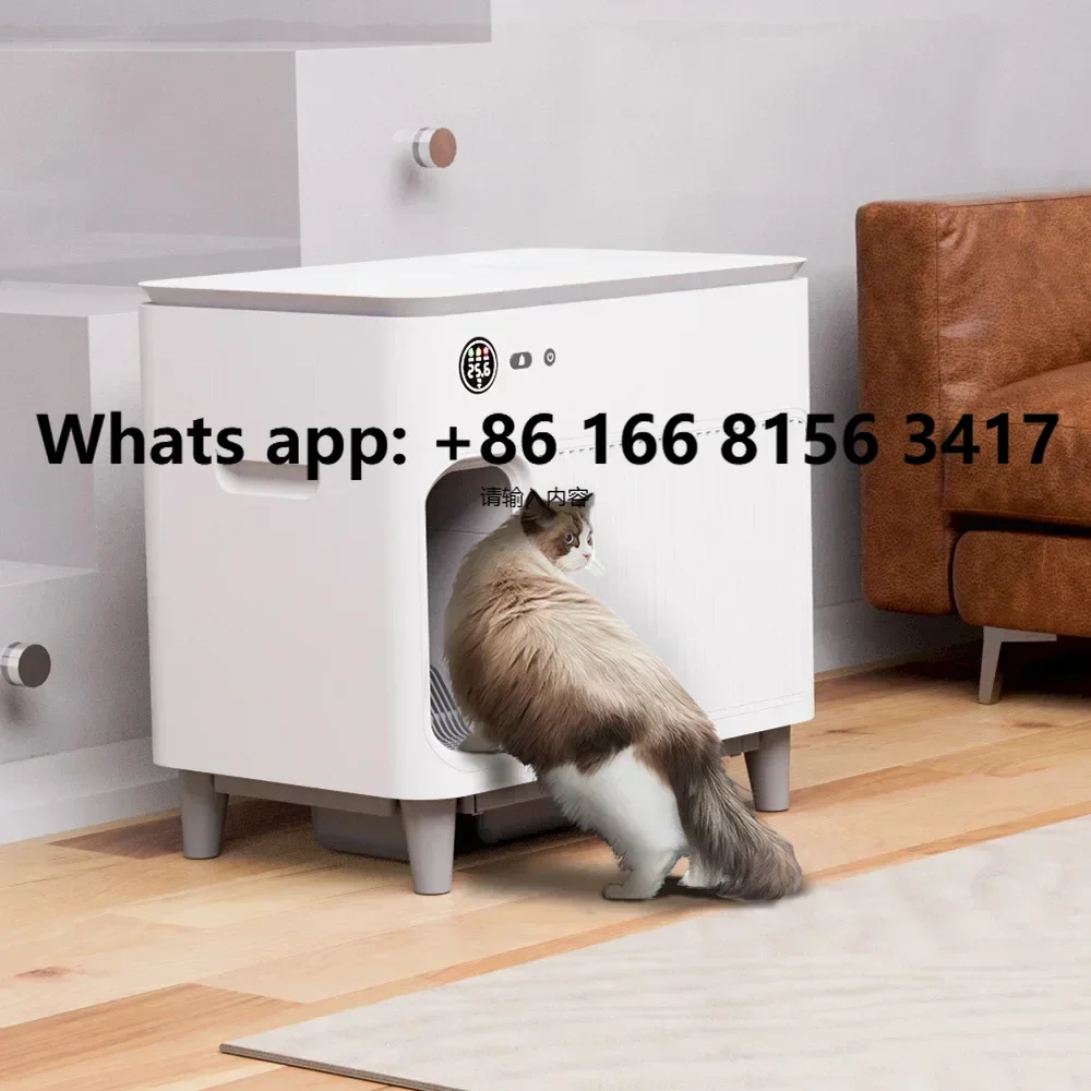 Luxury Smart Lit-ter Box for Large Cats Intelligent Cat Toliet Automatic Self Cleaning Cat Lit-ter Box with Smart APP Control