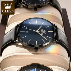 OLEVS 5869 Men's Watch Premium Business Waterproof Leather Strap Fashionable Ultra Thin 6.5mm Date dial Luxury Quartz Men Watch