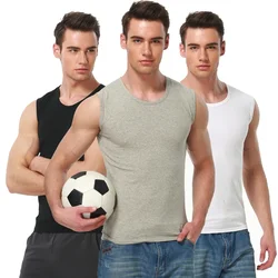 Men's thin cotton sleeveless wide shoulder vest Young men's fitness football sleeveless T breathable slim solid color vest