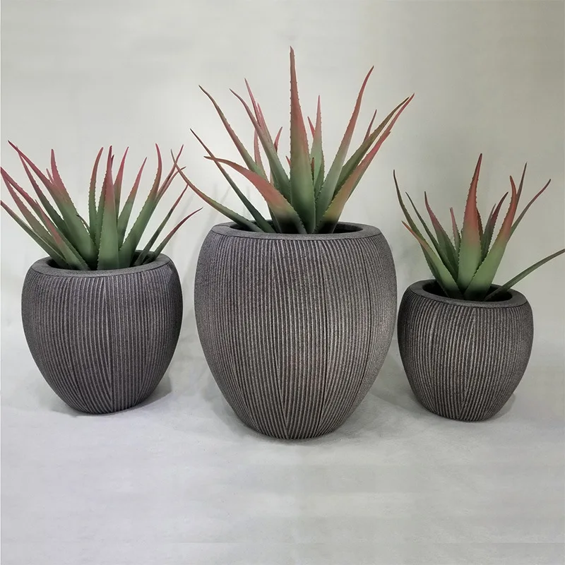 Fiberglass outdoor green plant landscape cylindrical flower pot geometric shape large flower bowl mall flower pot square