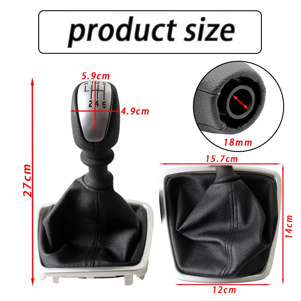 6 Speed Gear Shift Knob Lever Change Leather Gearbox Shifter Cover For Renault Laguna 3 MK3 2007-14 Manual Automotive Interior