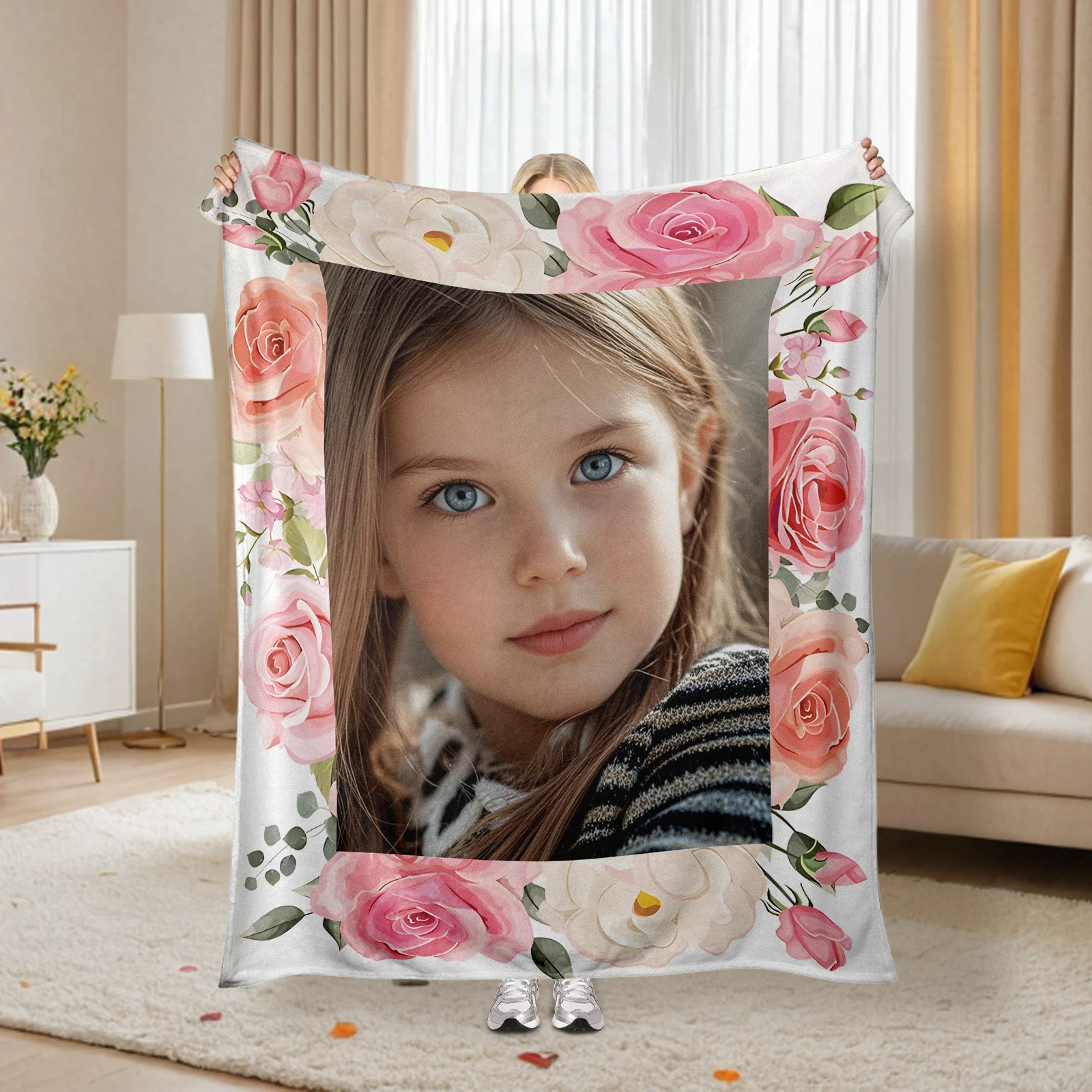 

Customized picture blanket for girls DIY Photo Blanket for daughter Woollen blanket Valentines Day for Her,For Kid birthday