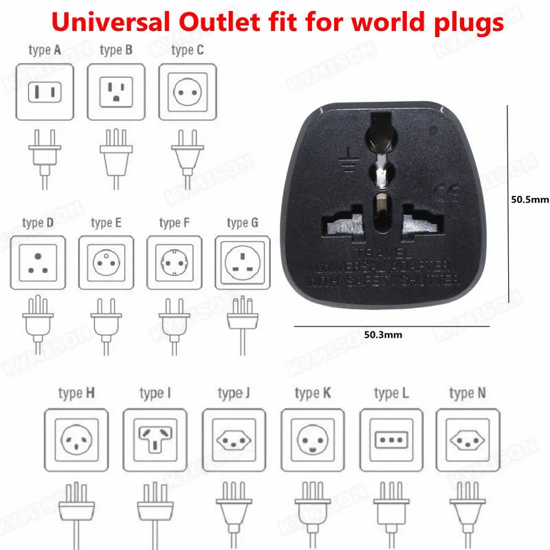 Universal CE America European Kr AU EU to US UK USA Plug Adapter South Africa India Adaptor Italy Switzerland Travel Converter