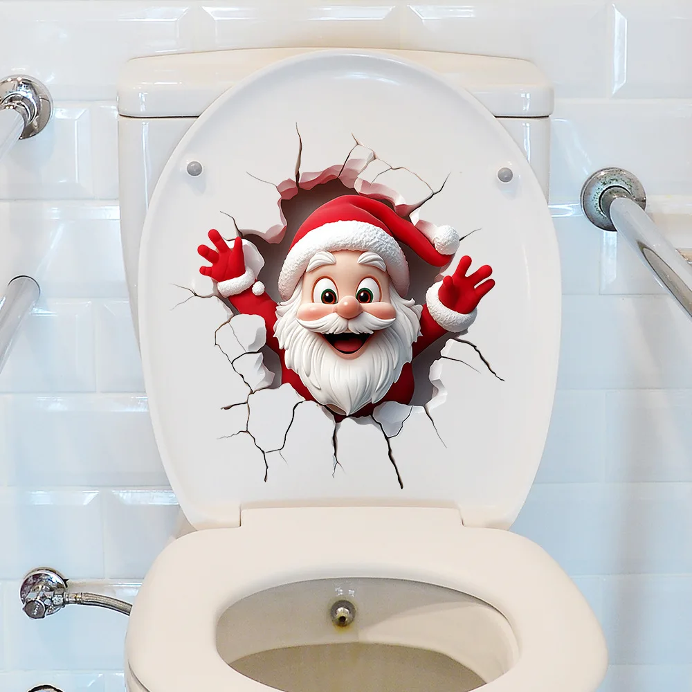 1PC Weihnachten Santa Claus Toilette Aufkleber für Schlafzimmer Home Dekoration Selbstklebende DIY Abnehmbare Wasserdichte Wand Vinyl Aufkleber