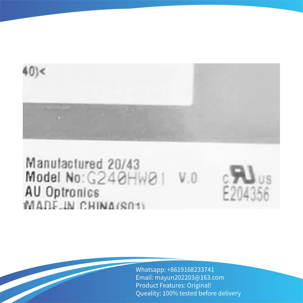 G240HW01 V.0 Tela LCD industrial original de 24 polegadas