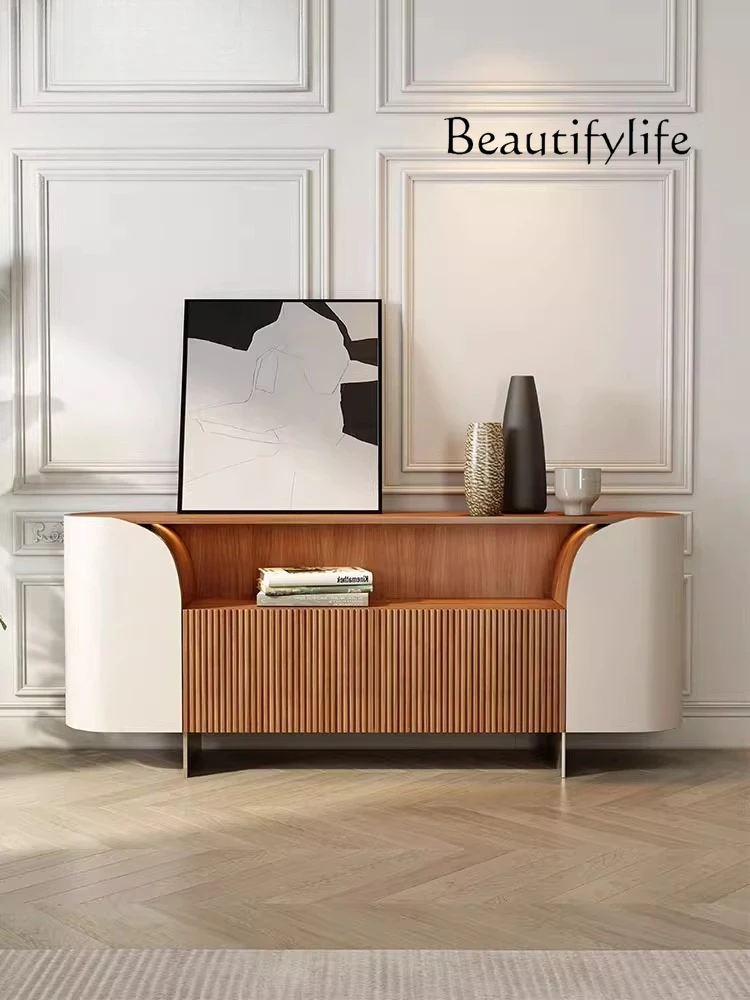 

Nordic solid wood dining side cabinet Modern simple entrance cabinet Italian villa living room storage cabinet