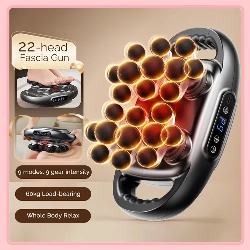 

Пистолет для фасции с 22 головками, высокочастотный вибрационный массажный пистолет для тела, массажер для спины и талии, массажер для шеи, плеч, мышц Masajeador