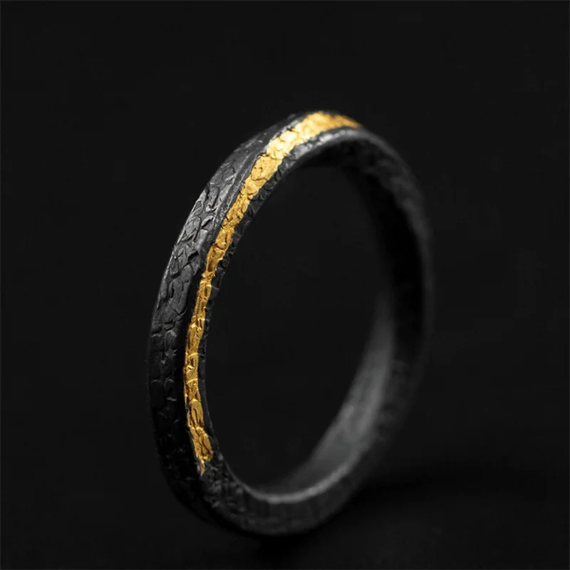 Couple Ring For Lover Anniversary Accessories Simple Trendy Snake Pattern Ring Men Collision Black Gold Color Jewelry Adjustable