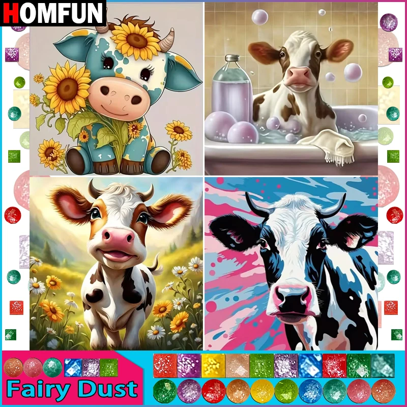 

HOMFUN сказочная пыль полная дрель алмазная живопись "животное корова цветок" DIY картина горный хрусталь 5D Алмазная вышивка Декор
