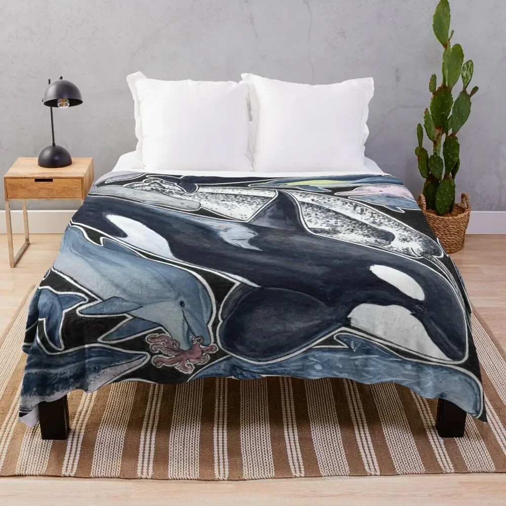 

Dolphins, orcas, belugas, narwhals, and cie Throw Blanket Thin Soft Blanket for Summer Night Sleeping