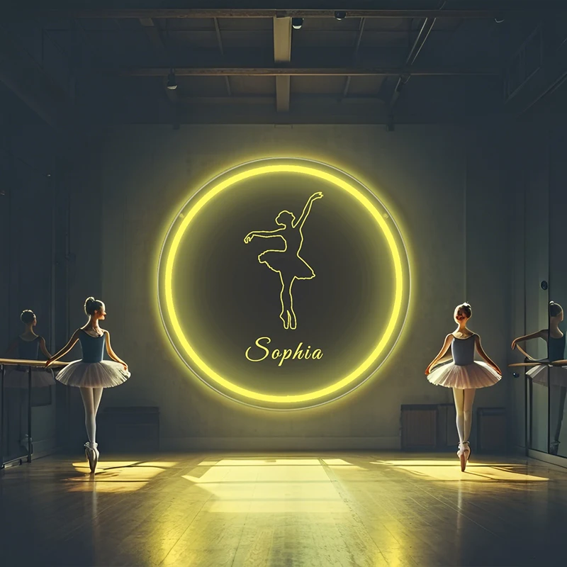 

Custom ballet Round Neon LED Sign ,Wall Decor, USB Powered Wall Hanging Light for Dance Studio, Office, Multipurpose Decor
