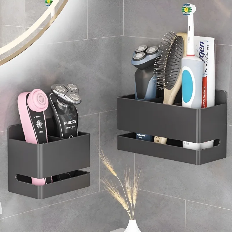 1PC Wall Mount Bathroom Storage Box Multi Compartment for Toothbrushes Razors Bathroom Accessories