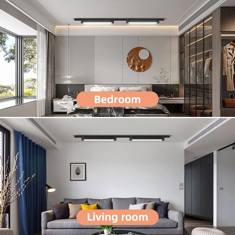 Led Track Light New Ceiling Flood Light Dimmable 3 Colors Track Lamp For Living Room Bedroom Rotated 180° Long Track Lighting