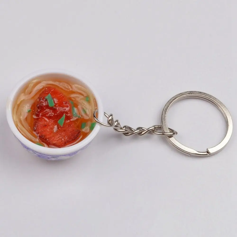 New 10 Styles Simulation Bowl Food PVC Bowl Shape Key Chain Pendant Blue White Porcelain Play House Food