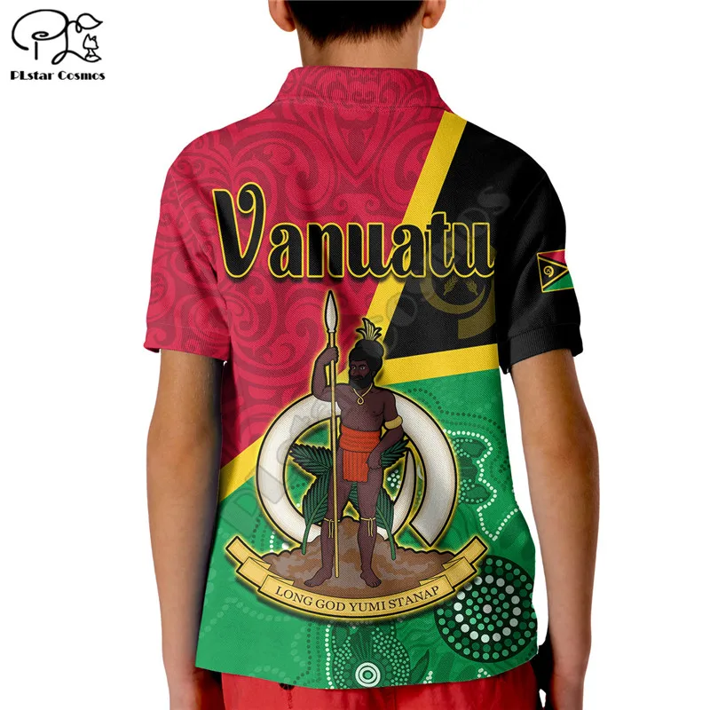 Vanuatu Polo Shirt KID Aboriginal Turtle Mix Sand Drawing 3D Printed Polo Shirts Boys and Girl Summer Tees Tops