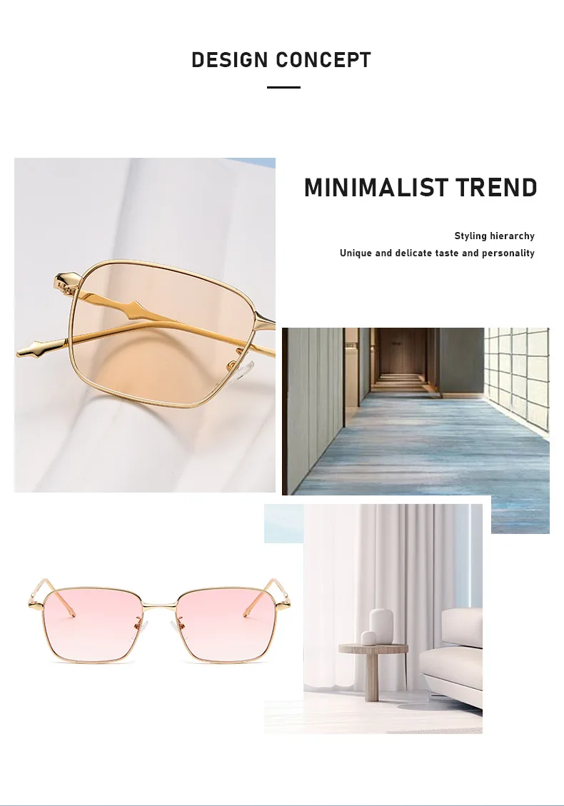 Raffinierte Sonnenbrille im reifen Stil mit dünnem Metallrahmen, quadratischem Design und Gesichtsverschlankung für einen trendigen, vielseitigen Stil 2184 – Detail 4