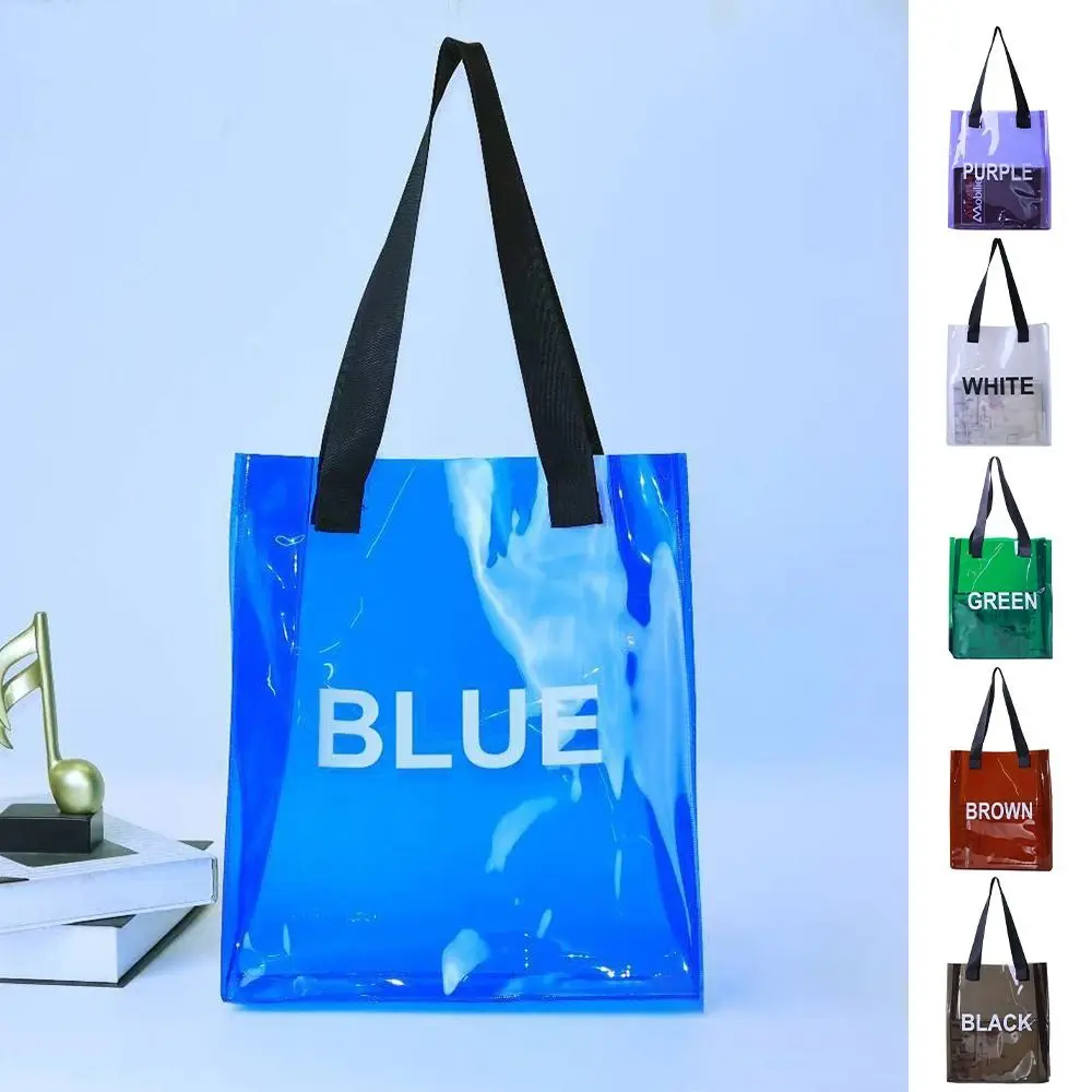 

Cartoon PVC Jelly Bag Large Capacity Handheld Handbags Thickened Transparent Storage Bag Women's