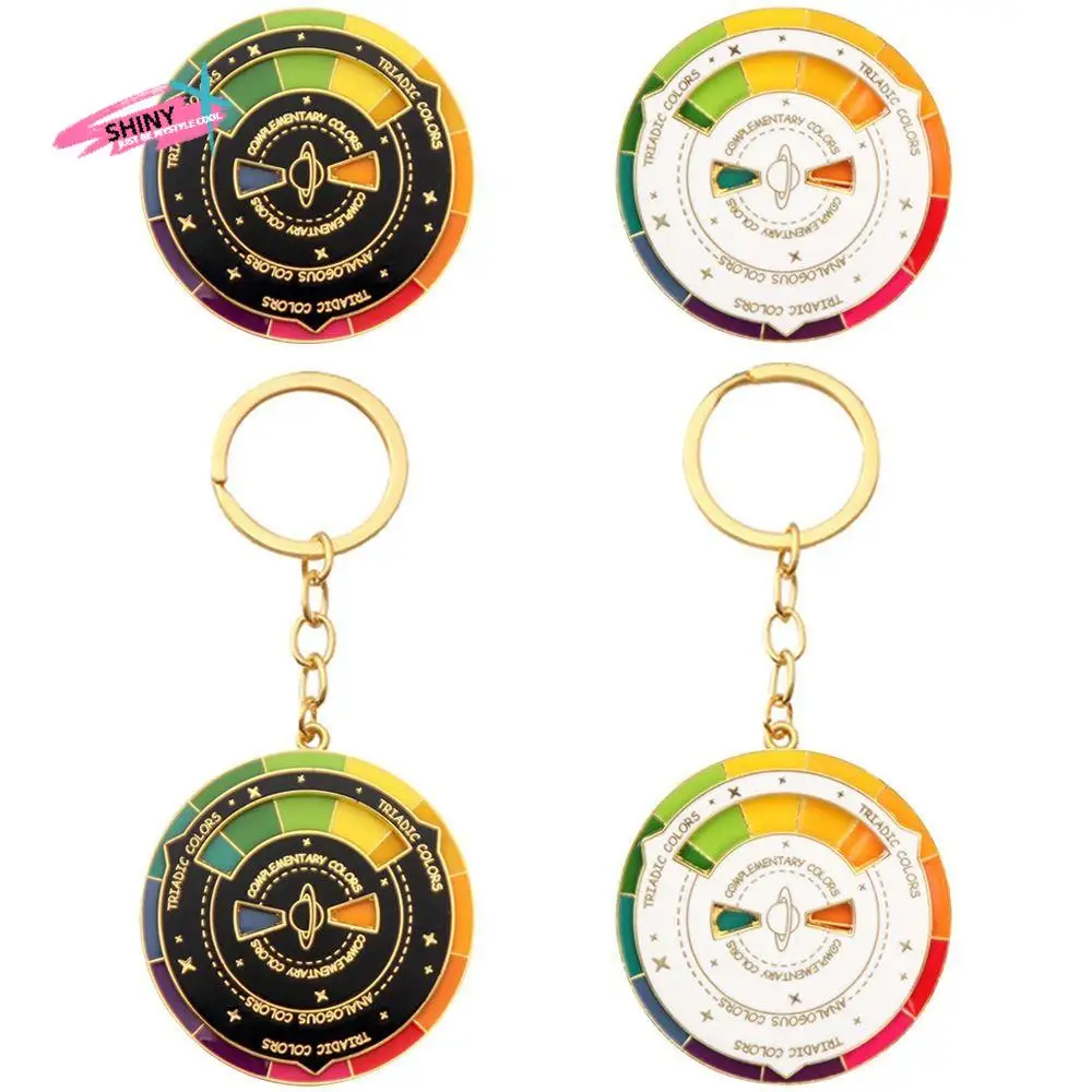 Color Wheel Spinning Color Compass Keychain Rotatable Multicolour Rotable Color Palette Keychain Palette Metal