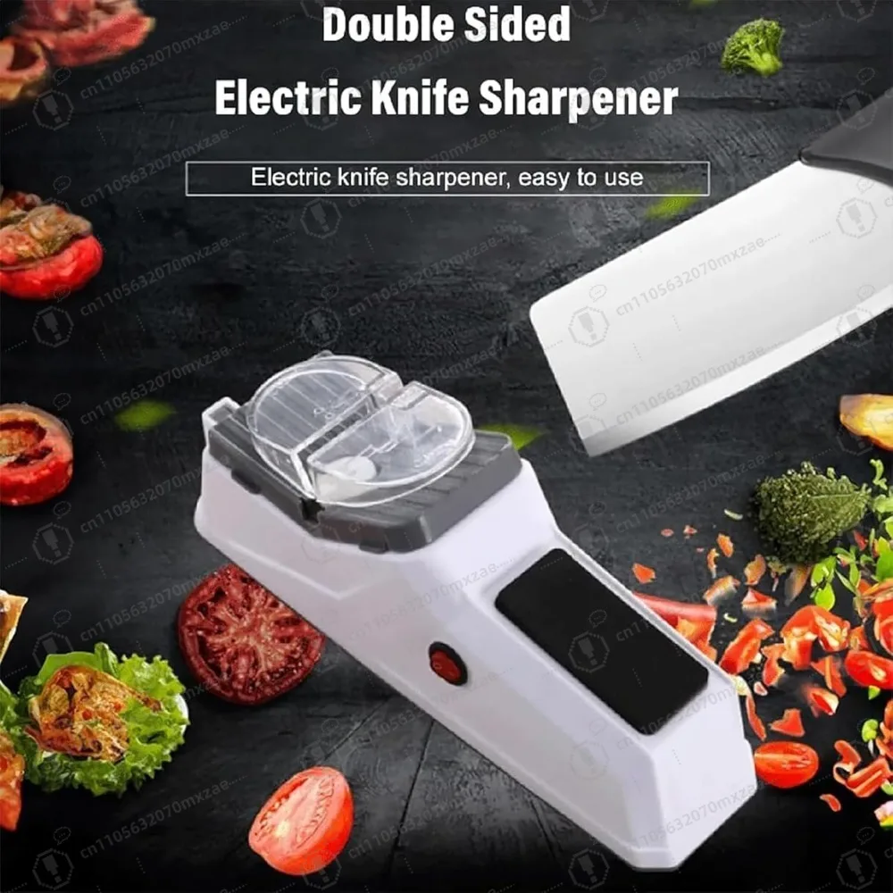 Electric Knife Sharpener Double Sided Quick Sharpening Polishing USB Powered Stable Non-slip BaseWith Replacement Grinding Tools