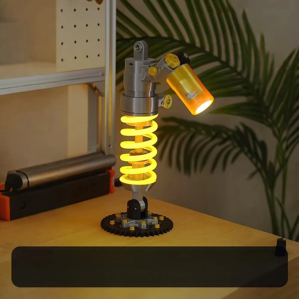 Creative Car Shock Absorber-Style Desk Lamp 3D-Printed Metallic Finish Plastic Decorative Desktop Model Cardboard Box