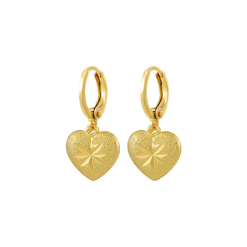 24k Gold Earrings Plated Real Gold Does Not Fade Heart-Shaped Earrings For Women\'S Wedding Christmas Birthday Gifts