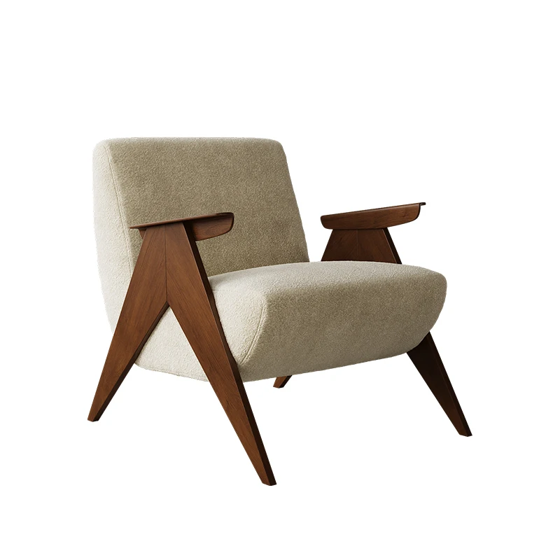 

Solid Wood Tiger Leisure Chair Tufted Glider Chair For Bar Comfortable Single Sofa Chair For B&B Living Room Bedroom Second-Hand