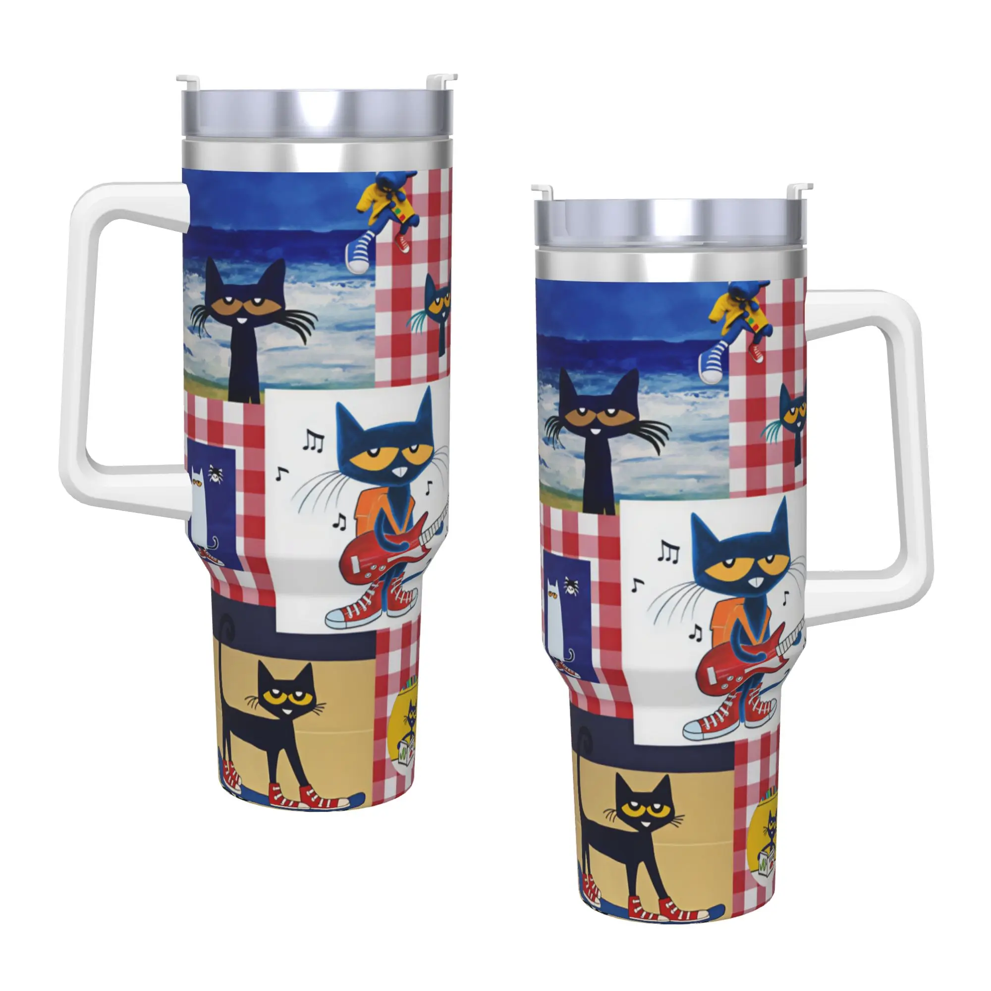 Stainless Steel Tumbler P-Pete The Cat Coffee Mug  Portable Cold Drink Car Mugs Camping Graphic Water Bottle