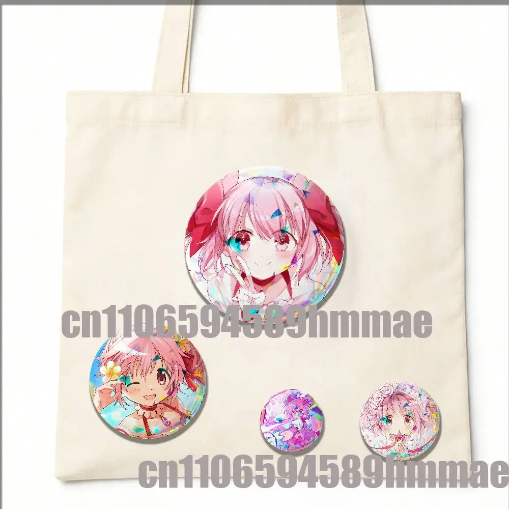 DIY Pin Insignia Emblem Round Gift Cosplay Laser Film Case For Madoka Kaname Badge Cover 58mm 32mm 44mm 75mm 25mm