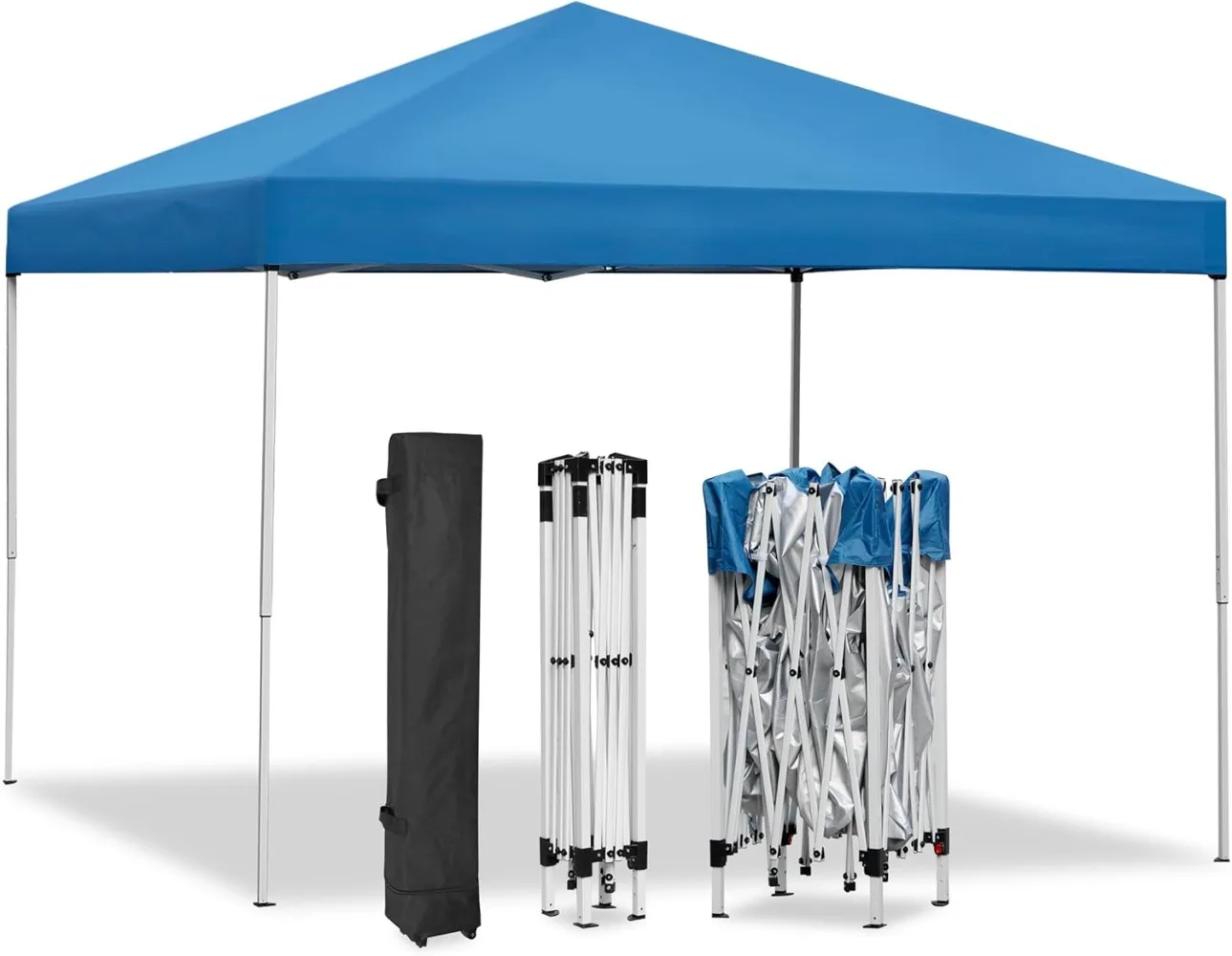 10x10 Pop Up Canopy Tent Easy Set-up Outdoor Patio Canopy Adjustable Straight Leg Heights Instant Shelter with Wheeled Bag