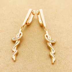 Fashion Long Punk Style 585 Rose Gold Snake Personality Dangle Earrings Women Exclusive Gift Party Retro Animal Jewelry