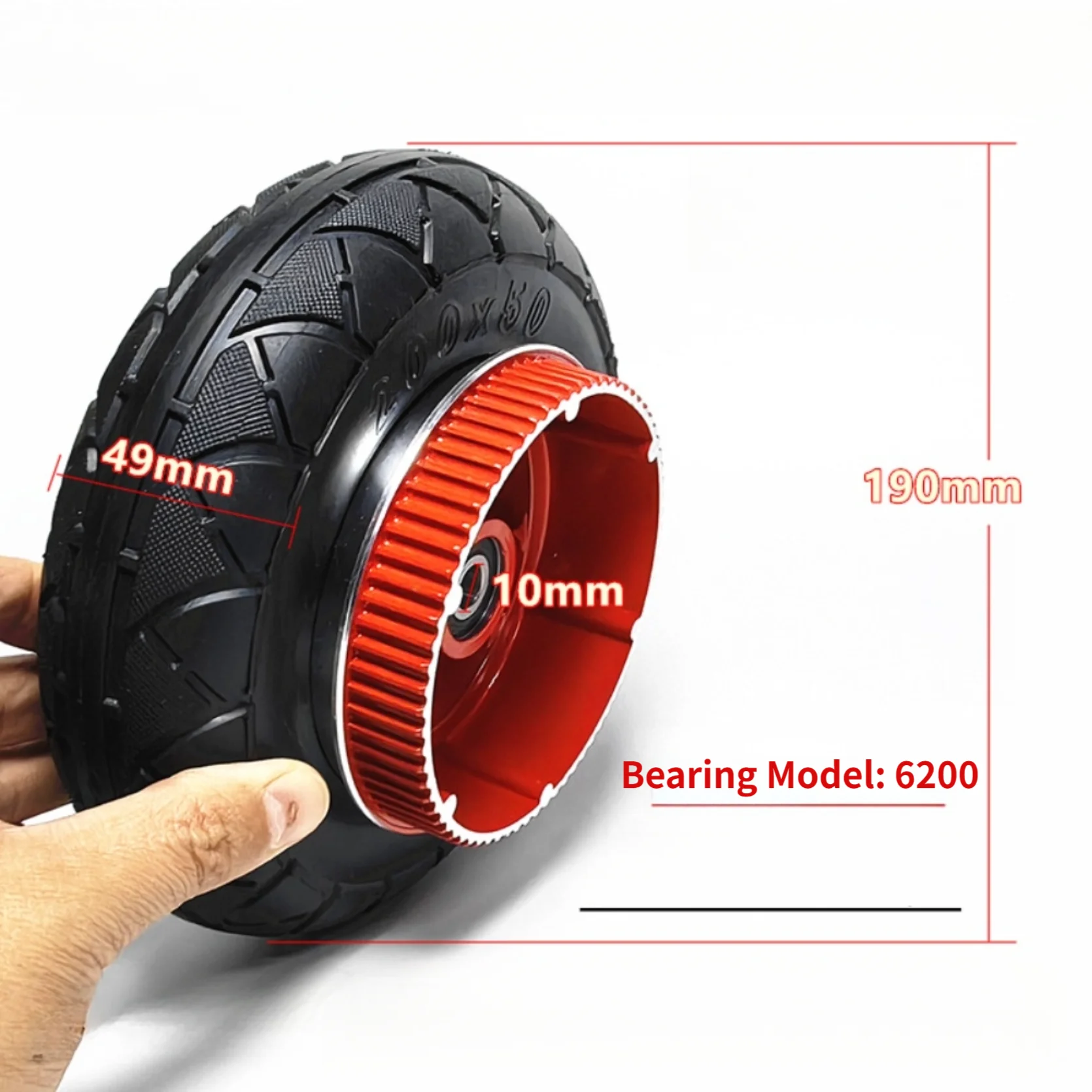 

8 Inch 200x50 Solid Tire Rear Wheel Belt Driven For Electric Scooter Fits 10mm Axle Stable Performance For Daily Use
