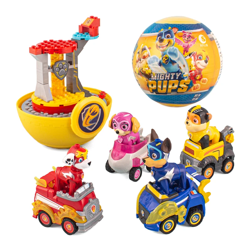Paw Patrol Action Figure Toys Super Dog Giant Gacha Building Block Pull Back Car Chase Rubble Skye Marshall Children's Gift Toys