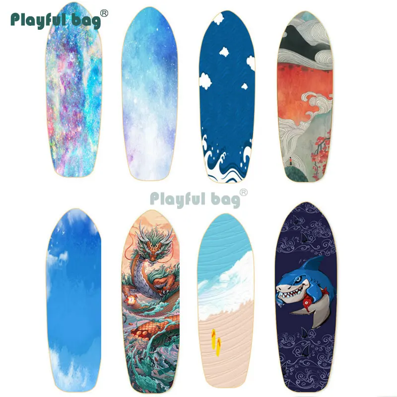 75CM Wasser transfer land surfbrett Einzigen Rocker Skateboard Ahorn Holz bord Skateboard zubehör AMB136