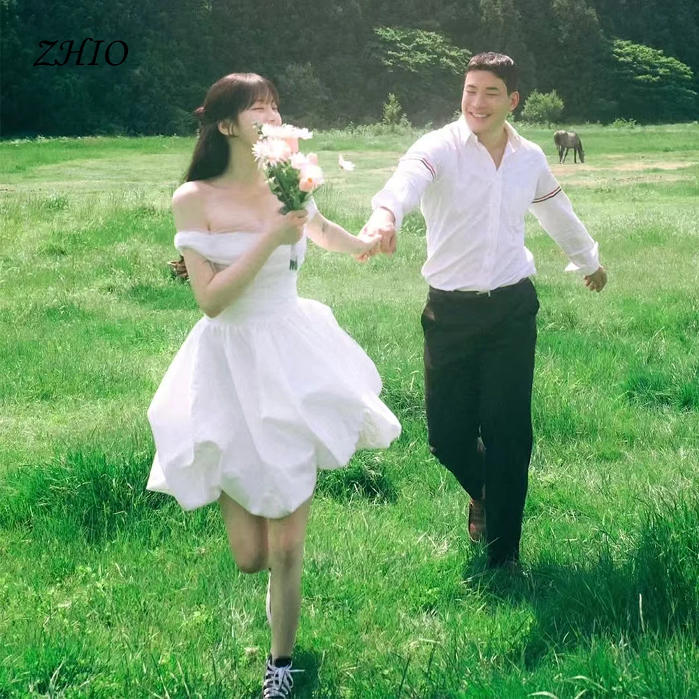 

ZHIO Sweet Sleeveless Korean Wedding Dresses Latest Model Sexy Backless Party Dresses Simple Photography Bridal Gowns Customized