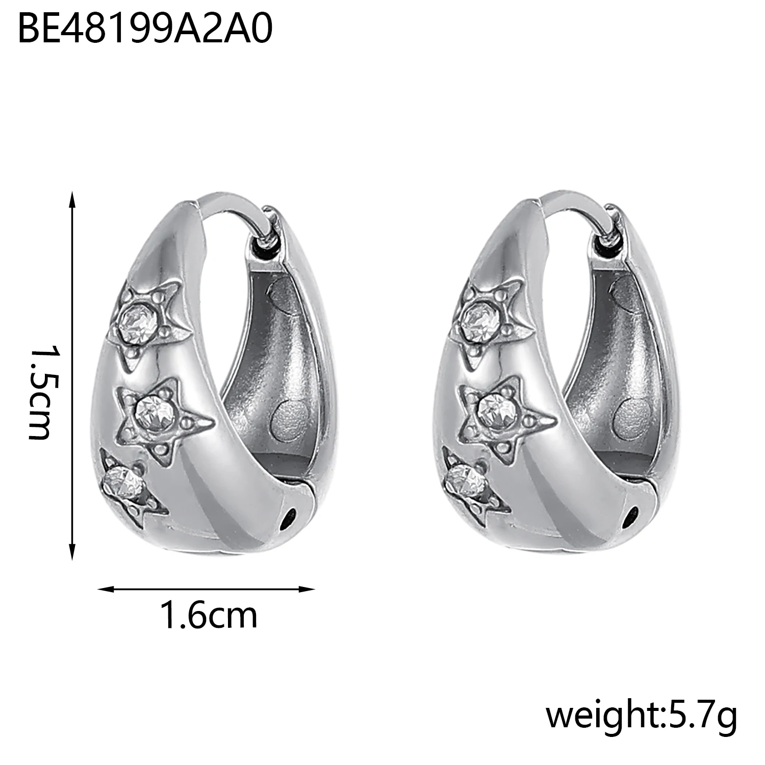 CARLIDANA تصميم ريترو بسيط عالي الجودة من الفولاذ المقاوم للصدأ مطلي بالذهب الأطواق Huggie أقراط متعددة الزركونيا للنساء #5
