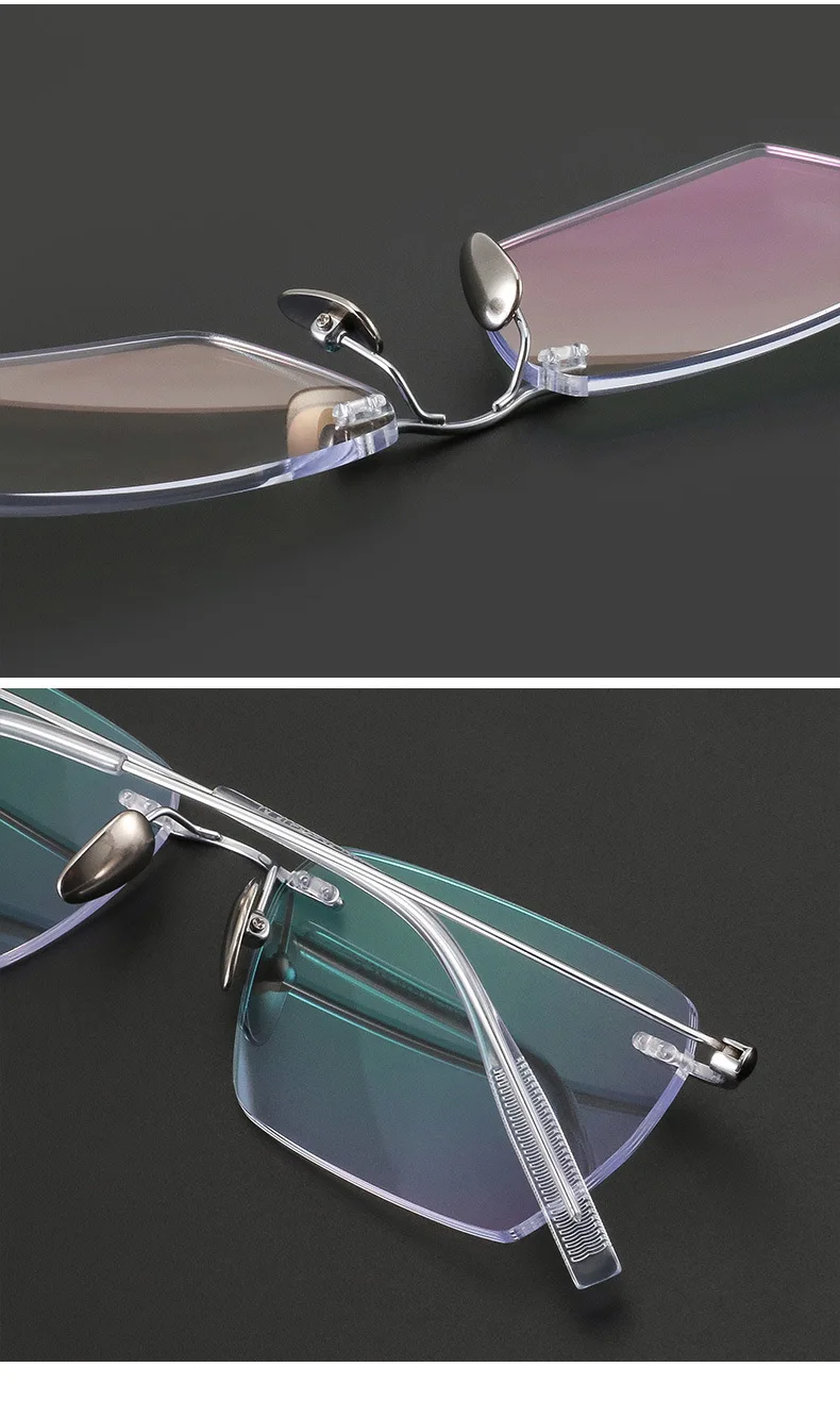 Mode randlose Business-Brillen ultraleichte Brillen aus reinem Titan große Luxus brillen Männer optische verschreibung pflicht ige Brillen – Detail 15