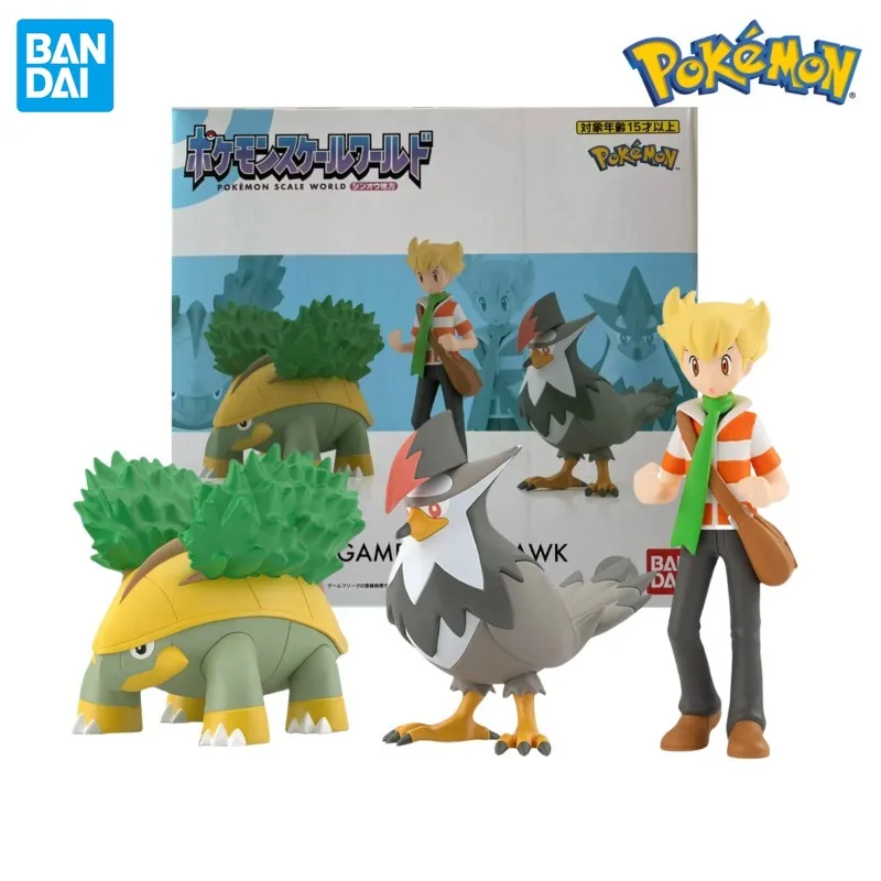 Original Bandai Pokemon Scale World Sinnoh Region Barry Staraptor Grotle Anime Figures Toys Gifts Collectible Model Ornament