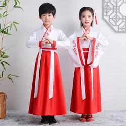 Hanfu Boys Girl Traditional Chinese Dress School Clothes Style Ancient Children's Performance Students Red Modern Hanfu Kids